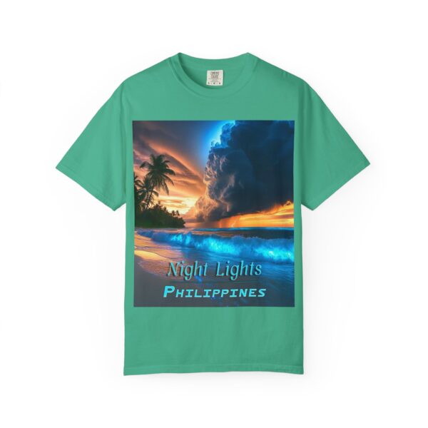 Garment-Dyed Unisex T-Shirt, with our "Night Lights - Philippines" design! Summer Casual Wear, Relaxed Style Inspirational Tropical Beach - Image 27