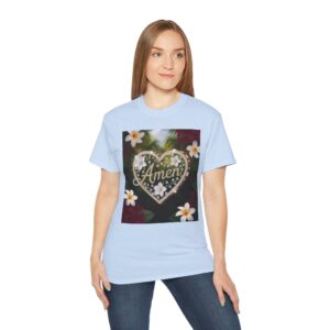 Our "Amen" Inspirational 'Diamond Ring Heart' Design Vintage Christian Faith Apparel Unisex Cotton T-Shirt Thoughtful Quote, Philippians 4:8