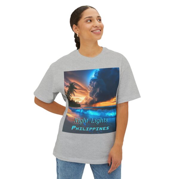 Inspirational Unisex Tee, Oversized T-Shirt for Men and Women, with our "Night Lights-Philippines" design! Beauty of Creation Tropical Beach - Image 31