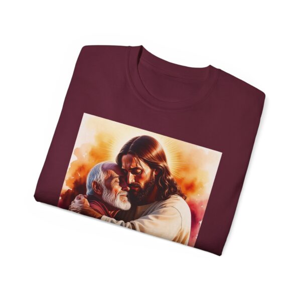 Our "God is Love" series with Jesus hugging PAPA! Inspirational Christian Unisex Cotton T-Shirt, Faith Spiritual Apparel, Love Gift - Image 21
