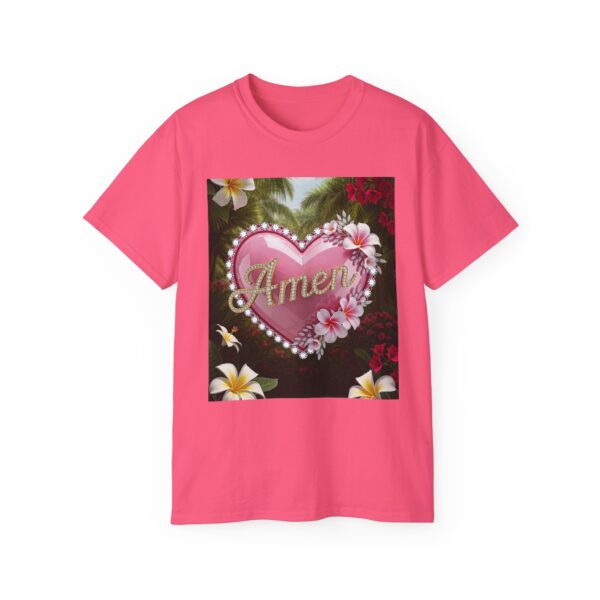 Our "Amen" Inspirational 'Solid Pink Heart' Design Vintage Christian Faith Apparel Unisex Cotton T-Shirt, Thoughtful Quote, Philippians 4:8 - Image 54