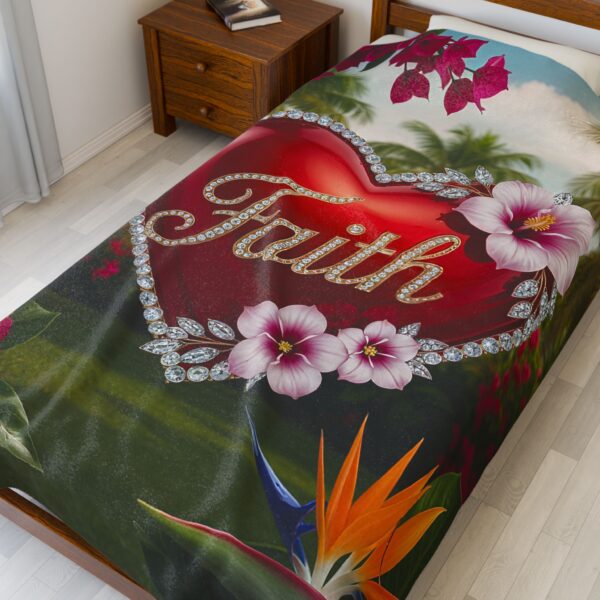 Our Beautiful "FAITH" 'Solid Red Heart' Inspirational Velveteen Plush Throw Blanket A Cozy Gift for Anniversary, Wedding Faith Home Decor Bedding