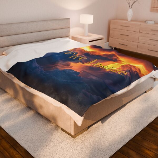 Throw Blanket with our beautiful 'Storm Light' "Fire Inside" design! Beauty of Creation Tropical Storm Velveteen Plush Blanket, Cozy Bedding - Image 3