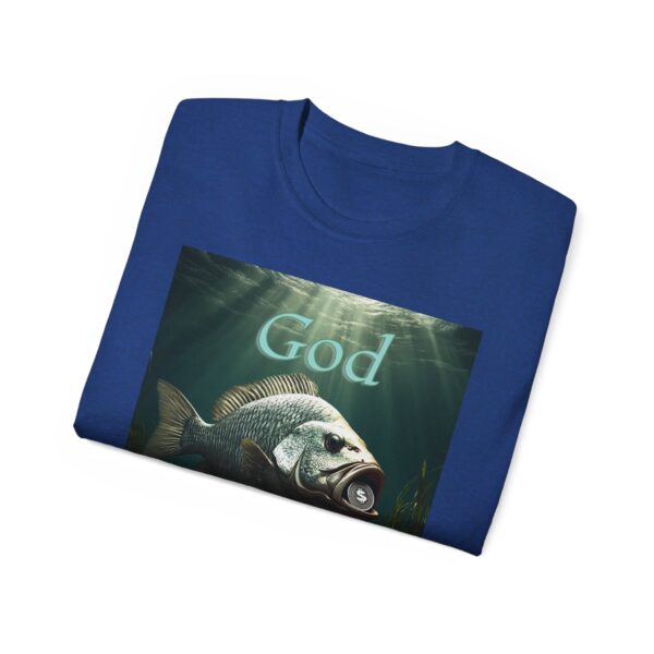 Our "God WILL Provide" design with a Fish with a Coin in its mouth Inspirational Christian Unisex Cotton T-Shirt, Faith Spiritual Apparel - Image 40