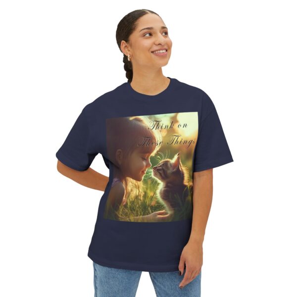 Inspirational Unisex Tee, Oversized T-Shirt for Men and Women, with 'Kitten Kisses' "Think on these things" design Faith Apparel, Biblical - Image 35
