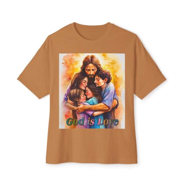 Our "God is Love" series with Jesus hugging a small family! Christian Unisex Tee, Oversized T-Shirt, Inspirational Shirt, Faith Apparel - Image 17