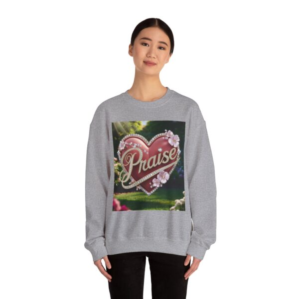 Crewneck Sweatshirt-with our "Praise" 'Solid Red heart' design. Vintage Inspired Faith Apparel, Gospel Fashion Unisex Heavy - Image 11