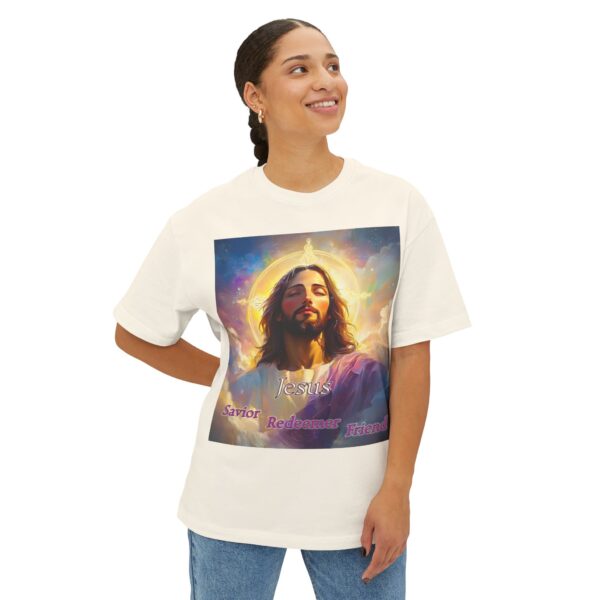 Jesus! Savior Redeemer Friend, Inspirational Christian Unisex Tee, Oversized Shirt, Boxy Top, Spiritual Tshirt, Gift for Christians - Image 19