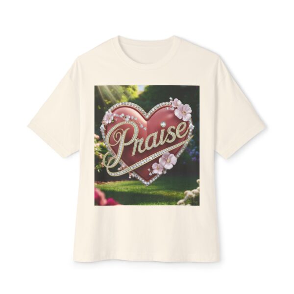 Our "PRAISE" Biblical 'Garden' solid heart design Unisex Tee, Inspirational, Christian Tshirt, Oversized Shirt, Boxy Top! - Image 13