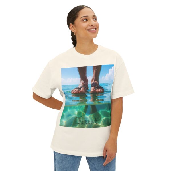 Christian Unisex Tee, Oversized T-Shirt for Men and Women, with "Trust" design Inspirational Faith Apparel, Walk on Water Design - Image 15