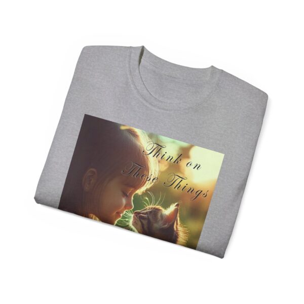 Inspirational 'Kitten Kisses' "Think on these things" Vintage Christian Faith Apparel Unisex Cotton T-Shirt, Pet Lover Cute Thoughtful Quote - Image 8