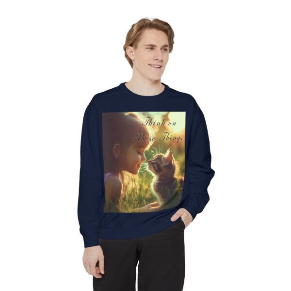 Sweatshirt Unisex Inspirational 'Kitten Kisses' "Think on these things". Christian Apparel, Faith-Based Comfort, Jumper, Gift for Believers - Image 52