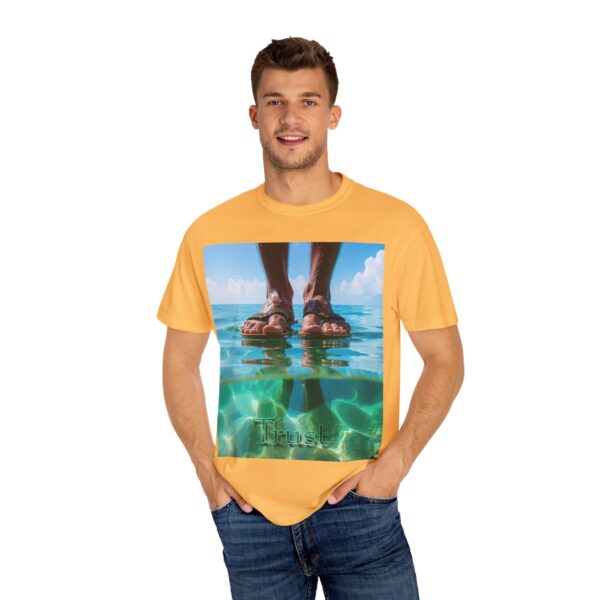 Garment-Dyed Unisex T-Shirt, Walk on Water "Trust" Graphic Design Tee, Summer Casual Wear, Beach Day Outfit, Ocean Lover Gift, Relaxed Style - Image 12