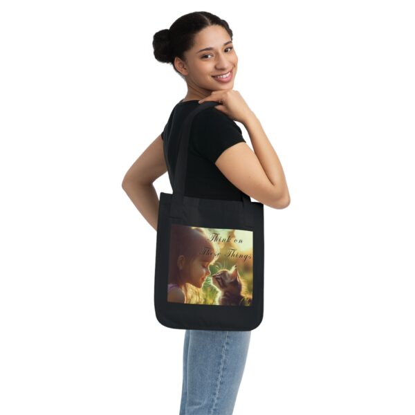 100% Organic 2-Sided Canvas Tote Bag 'Kitten Kisses' "Think on These Things' Eco-Friendly Cat Lover Gift Inspirational Reusable Shopping Bag - Image 8