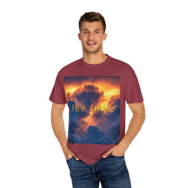 Garment-Dyed Unisex T-Shirt, with our 'Storm Light' "Fire Inside" design! Summer Casual Wear, Relaxed Style Inspirational Tropical Storms - Image 60