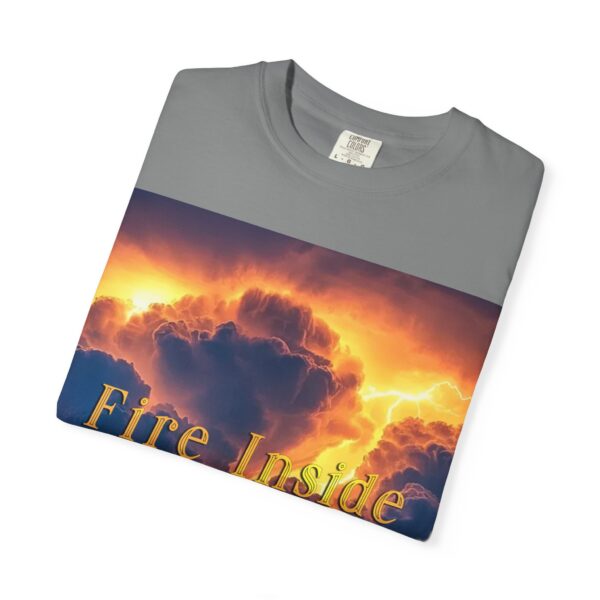 Garment-Dyed Unisex T-Shirt, with our 'Storm Light' "Fire Inside" design! Summer Casual Wear, Relaxed Style Inspirational Tropical Storms - Image 19