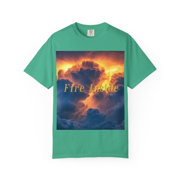 Garment-Dyed Unisex T-Shirt, with our 'Storm Light' "Fire Inside" design! Summer Casual Wear, Relaxed Style Inspirational Tropical Storms - Image 21