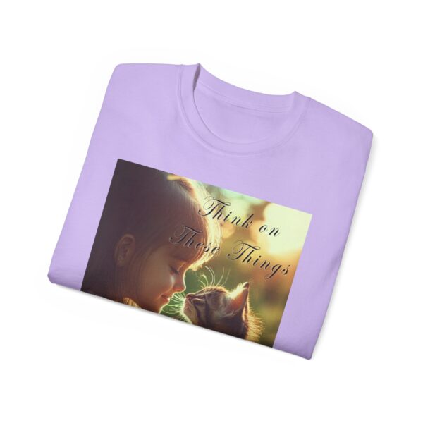 Inspirational 'Kitten Kisses' "Think on these things" Vintage Christian Faith Apparel Unisex Cotton T-Shirt, Pet Lover Cute Thoughtful Quote - Image 48