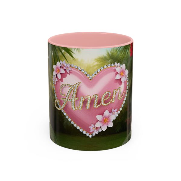Our "Amen" Inspirational 'Solid Pink Heart' design Accent Coffee Mug, Perfect for Wedding Gifts, Love & Faith Decor, Philippians 4:8 - Image 9
