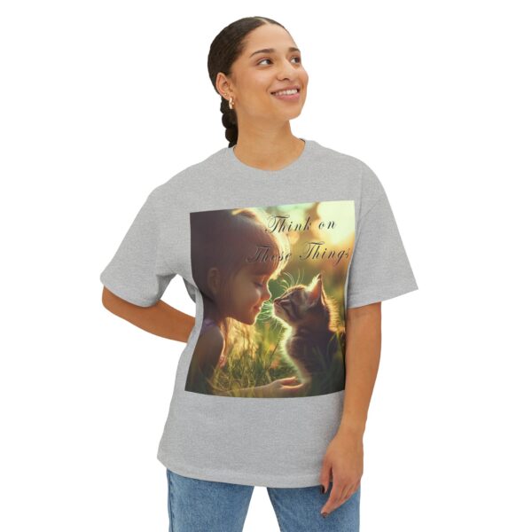 Inspirational Unisex Tee, Oversized T-Shirt for Men and Women, with 'Kitten Kisses' "Think on these things" design Faith Apparel, Biblical - Image 31