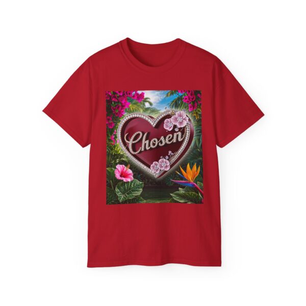 Our "Chosen" Inspirational 'Solid Red Heart' Design Vintage Christian Faith Apparel Unisex Cotton T-Shirt, Thoughtful Quote, Philippians 4:8 - Image 58