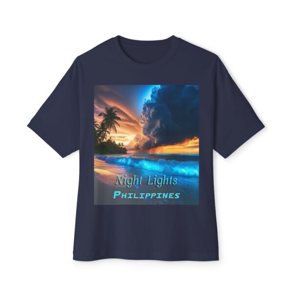 Inspirational Unisex Tee, Oversized T-Shirt for Men and Women, with our "Night Lights-Philippines" design! Beauty of Creation Tropical Beach - Image 33