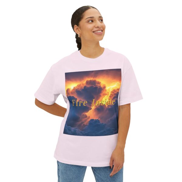 Inspirational Unisex Oversized T-Shirt for Men and Women, with our 'Storm Light' "Fire Inside" design! Beauty of Creation Tropical Storm - Image 7