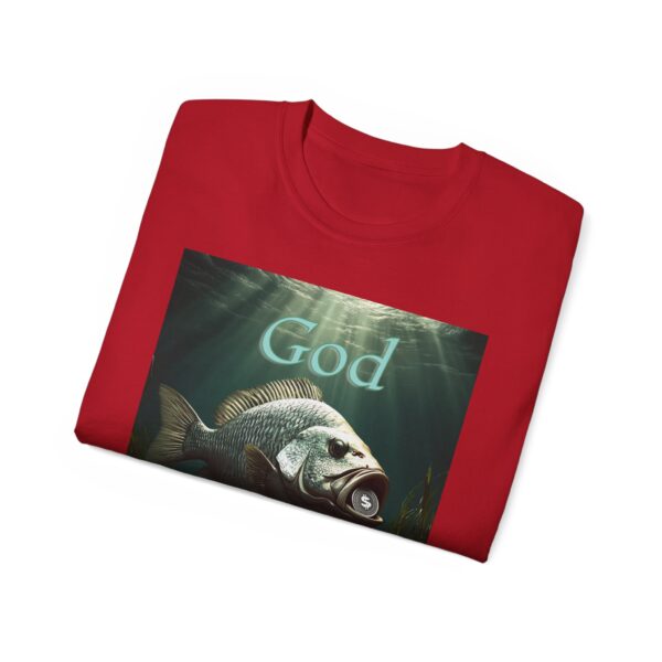Our "God WILL Provide" design with a Fish with a Coin in its mouth Inspirational Christian Unisex Cotton T-Shirt, Faith Spiritual Apparel - Image 60