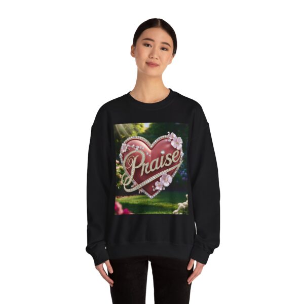 Crewneck Sweatshirt-with our "Praise" 'Solid Red heart' design. Vintage Inspired Faith Apparel, Gospel Fashion Unisex Heavy - Image 8