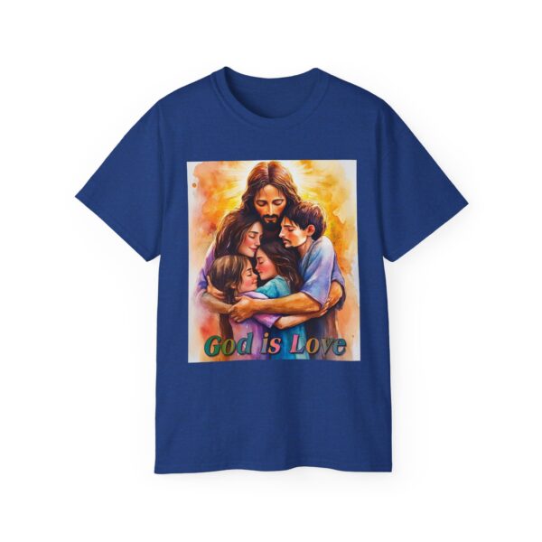 Our "God is Love" series with Jesus hugging a SMALL FAMILY Inspirational Christian Unisex Cotton T-Shirt, Faith Spiritual Apparel, Love Gift - Image 38