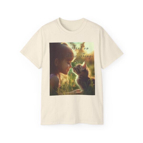 Inspirational 'Kitten Kisses' "Think on these things" Vintage Christian Faith Apparel Unisex Cotton T-Shirt, Pet Lover Cute Thoughtful Quote - Image 17