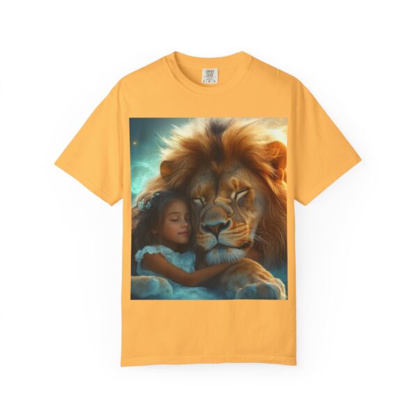 Garment-Dyed Unisex T-Shirt, "Lucy and Lion" Graphic Design Tee, Summer Casual Wear, Relaxed Style - Image 9
