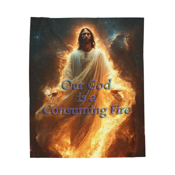 Our majestic "Our God is a Consuming Fire" Inspirational Velveteen Plush Blanket, A Cozy Gift for Anniversary, Home Decor. Throw, Bedding - Image 5