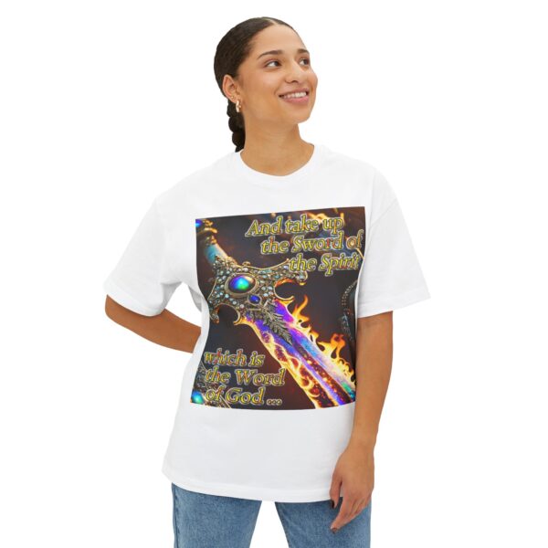 Our "Sword of the Spirit" Inspirational Bible Verse Christian Unisex Tee Religious Oversized Shirt, Boxy Top, Spiritual, Gift for Christians - Image 7