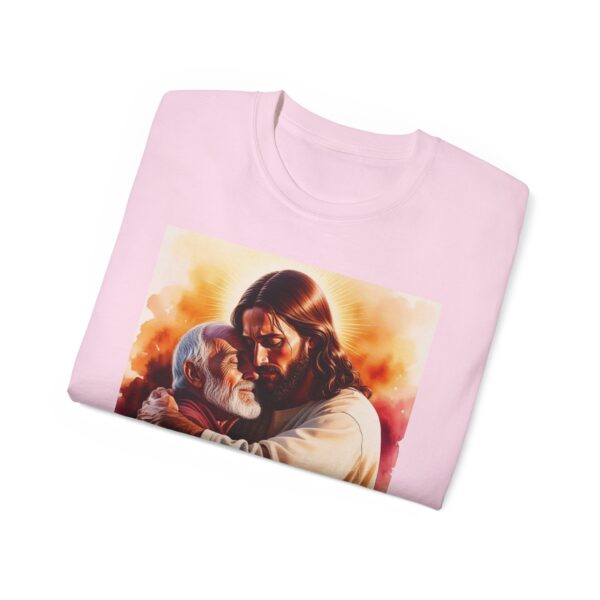 Our "God is Love" series with Jesus hugging PAPA! Inspirational Christian Unisex Cotton T-Shirt, Faith Spiritual Apparel, Love Gift - Image 53