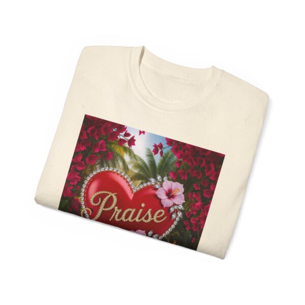 Our "Praise" Inspirational 'Solid Red Heart Design Vintage Christian Faith Apparel Unisex Cotton T-Shirt Thoughtful Quote Philippians 4:8 - Image 5