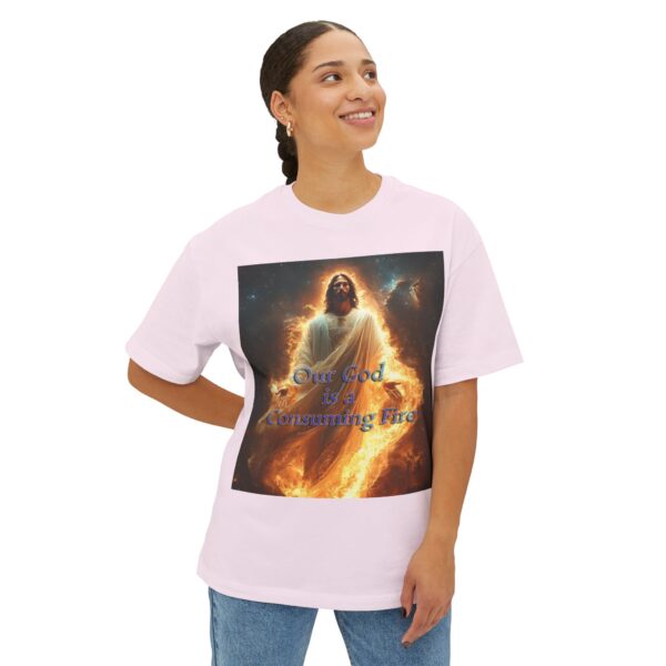 Our majestic "Our God is a Consuming Fire"  Inspirational Bible Christian Unisex Tee, Oversized Shirt, Boxy Top, Spiritual Tshirt, Gift - Image 7