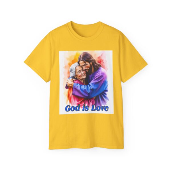 Our "God is Love" series with Jesus hugging Grandmother, Inspirational Christian Unisex Cotton T-Shirt, Faith Spiritual Apparel, Love Gift - Image 22