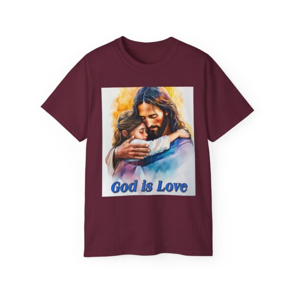 Our "God is Love" series with Jesus hugging a LITTLE GIRL, Inspirational Christian Unisex Cotton T-Shirt, Faith Spiritual Apparel, Love Gift - Image 13