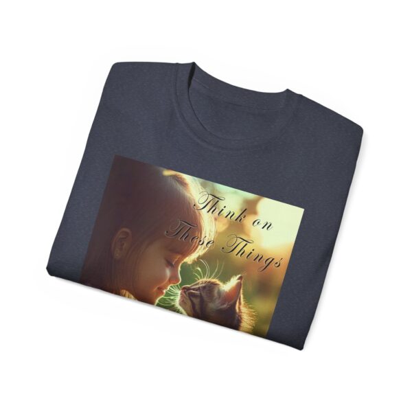 Inspirational 'Kitten Kisses' "Think on these things" Vintage Christian Faith Apparel Unisex Cotton T-Shirt, Pet Lover Cute Thoughtful Quote - Image 44