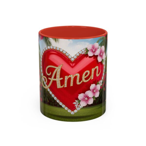 Our "Amen" Inspirational 'Solid Red Heart' Design Accent Coffee Mug, Perfect for Wedding Gifts, Love & Faith Decor, Philippians 4:8 - Image 13