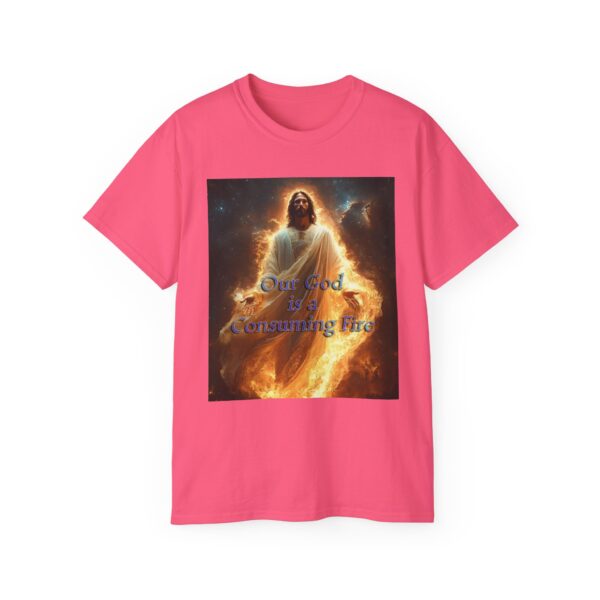 Our majestic "Our God is a Consuming Fire" Inspirational Christian Unisex Cotton T-Shirt, Faith Spiritual Apparel, Gift for Christians - Image 53