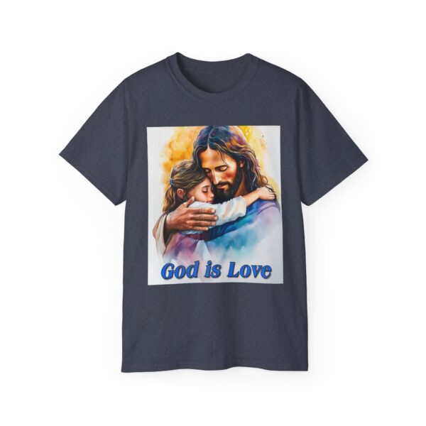 Our "God is Love" series with Jesus hugging a LITTLE GIRL, Inspirational Christian Unisex Cotton T-Shirt, Faith Spiritual Apparel, Love Gift - Image 42