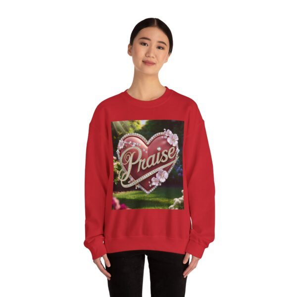 Crewneck Sweatshirt-with our "Praise" 'Solid Red heart' design. Vintage Inspired Faith Apparel, Gospel Fashion Unisex Heavy - Image 26