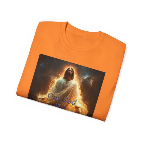 Our majestic "Our God is a Consuming Fire" Inspirational Christian Unisex Cotton T-Shirt, Faith Spiritual Apparel, Gift for Christians - Image 12