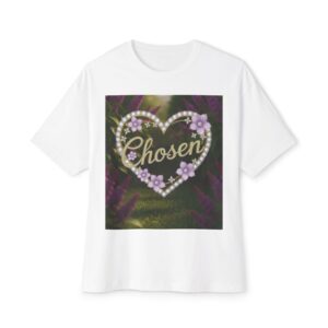Our "CHOSEN" Inspirational Bible 'Garden Design' Christian Unisex Tee, Oversized Shirt, Boxy Top, Spiritual Tshirt, Gift for Christians