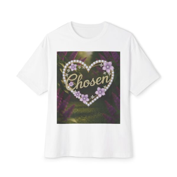 Our "CHOSEN" Inspirational Bible 'Garden Design' Christian Unisex Tee, Oversized Shirt, Boxy Top, Spiritual Tshirt, Gift for Christians