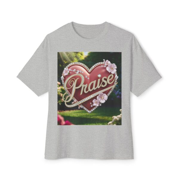 Our "PRAISE" Biblical 'Garden' solid heart design Unisex Tee, Inspirational, Christian Tshirt, Oversized Shirt, Boxy Top! - Image 29