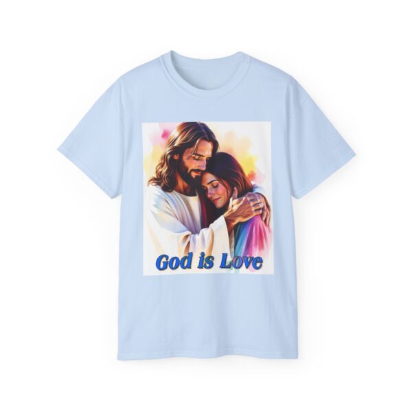 Our "God is Love" series with Jesus hugging a YOUNG LADY, Inspirational Christian Unisex Cotton T-Shirt, Faith Spiritual Apparel, Love Gift - Image 34