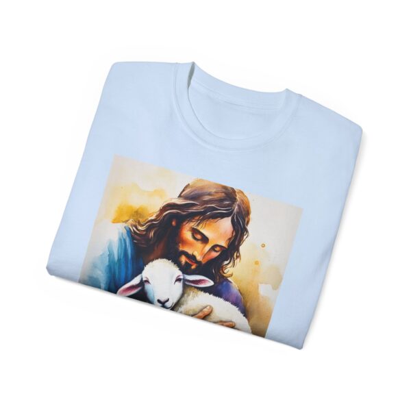 Our "God is Love" series with Jesus hugging a BABY LAMB, Inspirational Christian Unisex Cotton T-Shirt, Faith Spiritual Apparel, Love Gift - Image 36